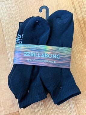 Billabong Black Half Cushion Quarter Socks - Men's 8-Pack